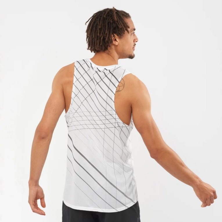 Camisetas Regata Salomon Sense Aero Singlet Masculino Branco Pretas | PT G29480